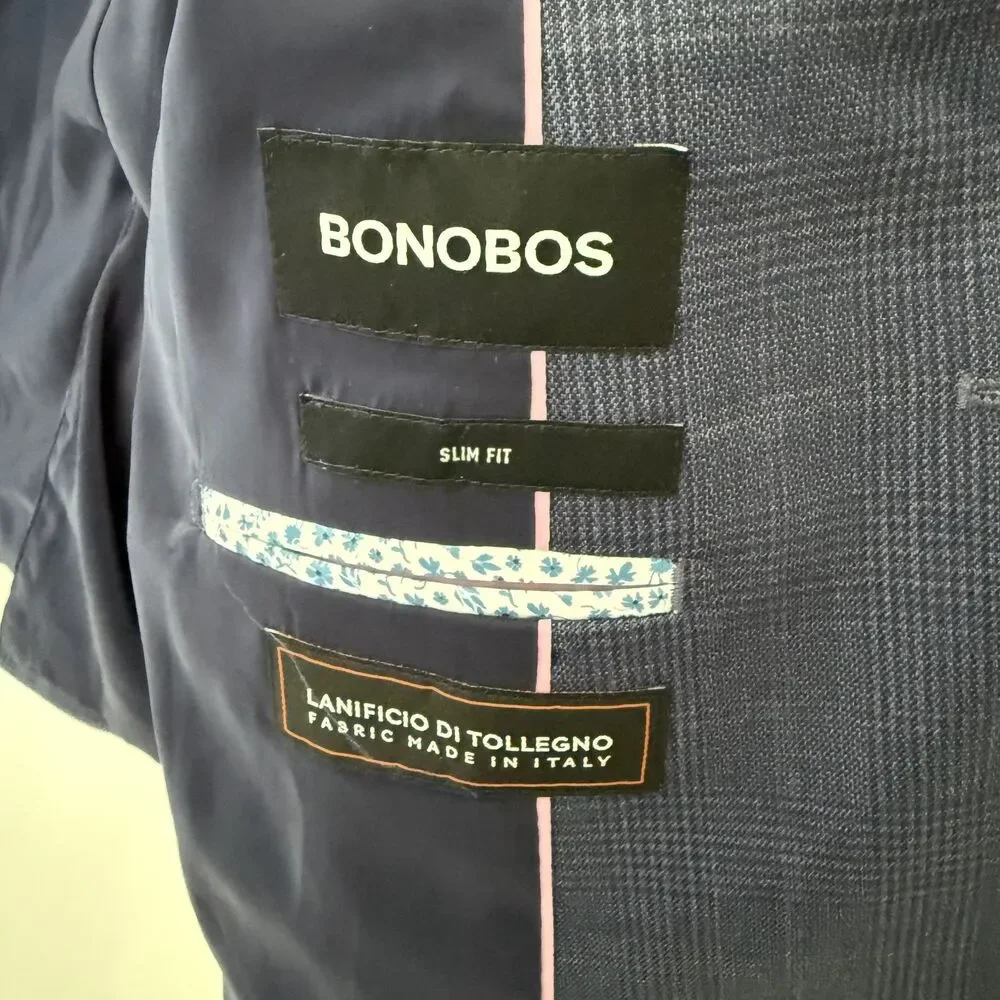 Bonobos Slim Fit Plaid Blazer Mens 38R Wool Suit Jacket Sport Coat